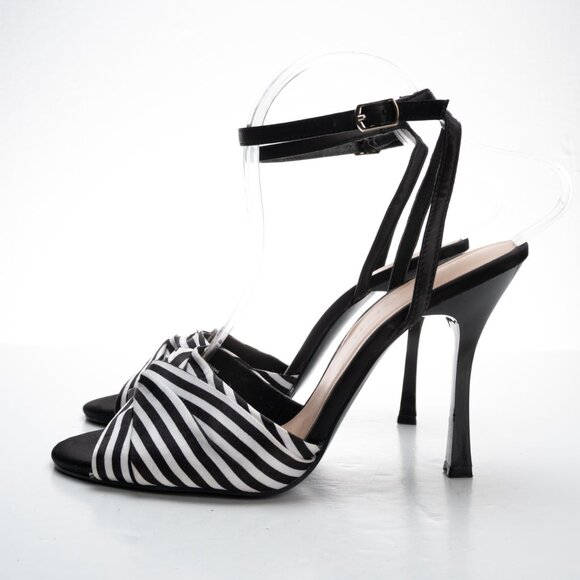 ZARA Trafaluc black white stripe high heels size 40 - Picture 4 of 12